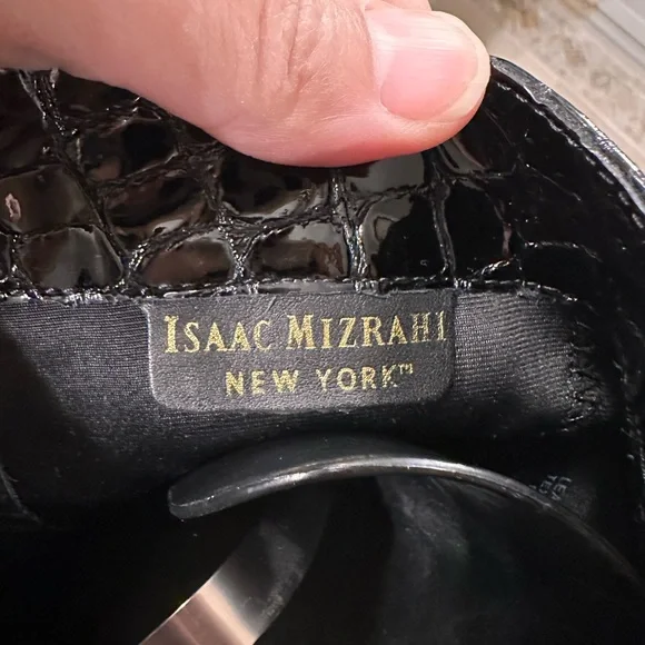 Isaac Mizrahi Black Croc-Embossed Knee-High Boots - Picture 6 of 8